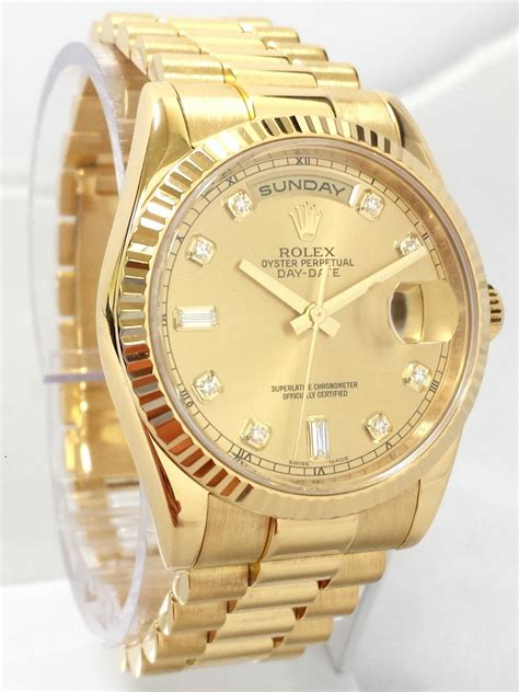 rolex day-date gents 18ct yellow gold watch and president bracelet|rolex the president watch.